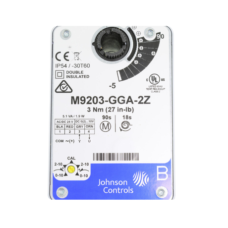 Johnson Controls M9203-GGA-2Z 24VAC, 24VDC Supply Voltage, Actuator with 120" Plenum Cable with 1/2" Conduit Connectors