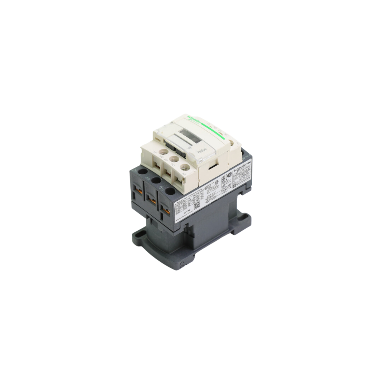 Schneider Electric (Square D) LC1D12F7 Non-Reversing Type with Screw Terminals, 110VAC Coil, 3 Pole, 12A, 1N/O 1N/C Electrical Contactor