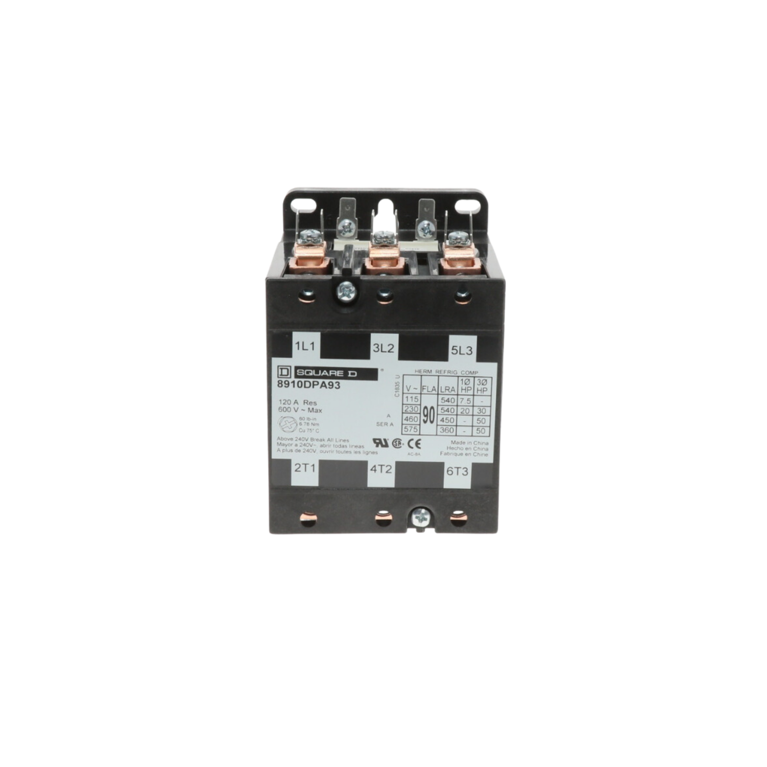 Schneider Electric (Square D) 8910DPA93V02 120VAC, 90A, 3 Pole, Contactor