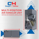 Cooper&Hunter R454B, 18,000 BTU 1.5 TON 18.5 SEER Ducted AHU and Heat Pump Inverter System with Multi Position Air Handler Unit