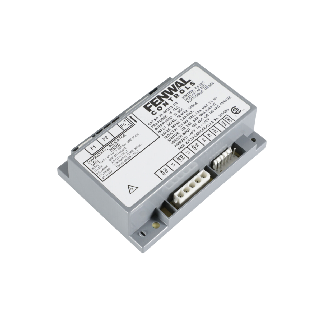 40 Edti Module Fenwal 35-665913-119 24VAC, 15s Pre-Purge, 15s Inter-Purge, 8.5s Ignit ...