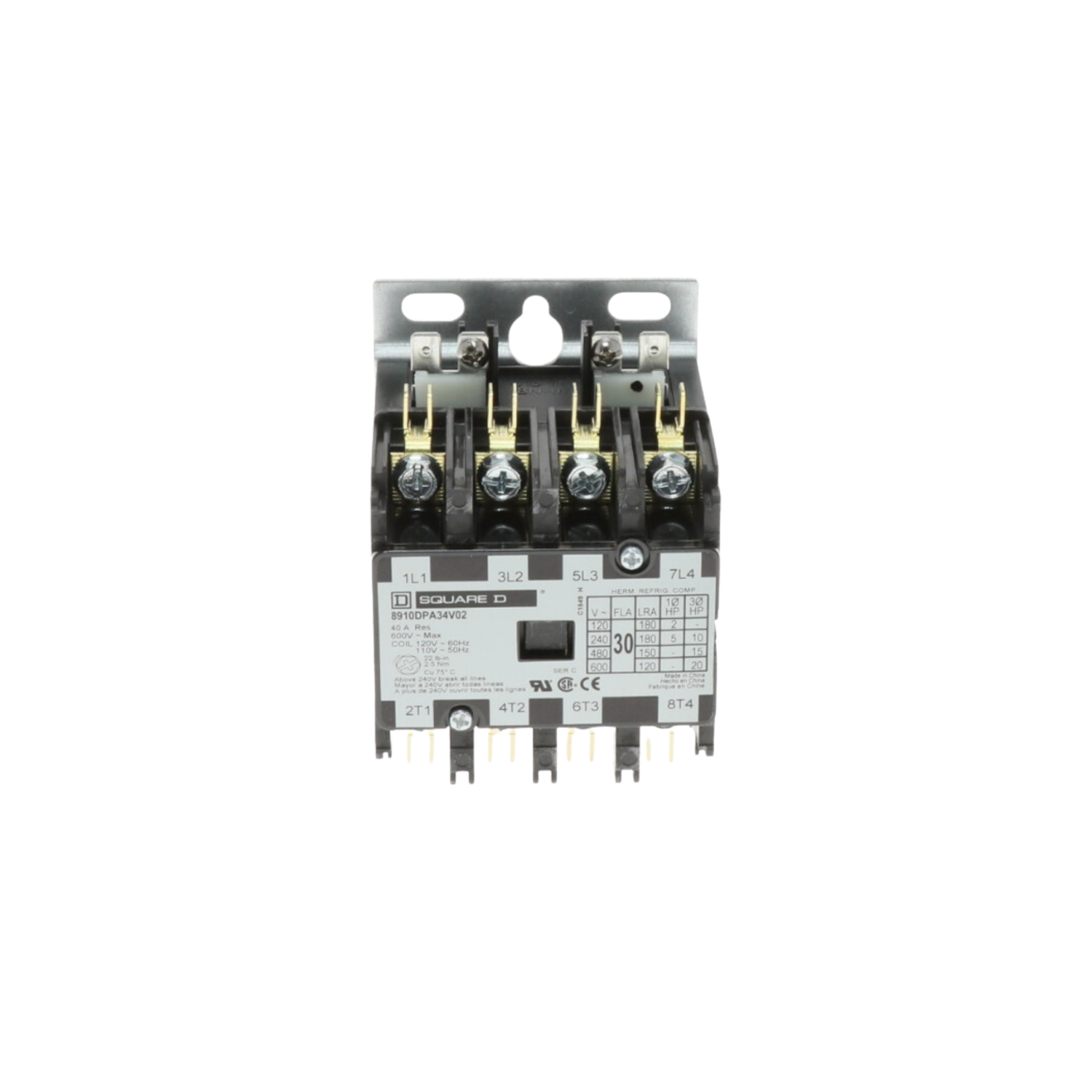 Schneider Electric (Square D) 8910DPA34V02 120V, 4 Pole, 30A, DP Contactor
