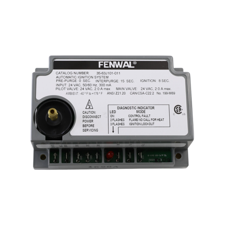 Fenwal 35-63J101-011 24VAC, 0 Pre-Purge, 15s Inter-Purge, 8s Ignition Time, Johnson Replacement, Ignition Module Control
