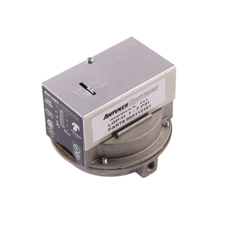 A.J. Antunes 803113101 1/4" NPT, 1/8" NPT Vent, Manual-Reset, SPDT, Low Gas Pressure Switch