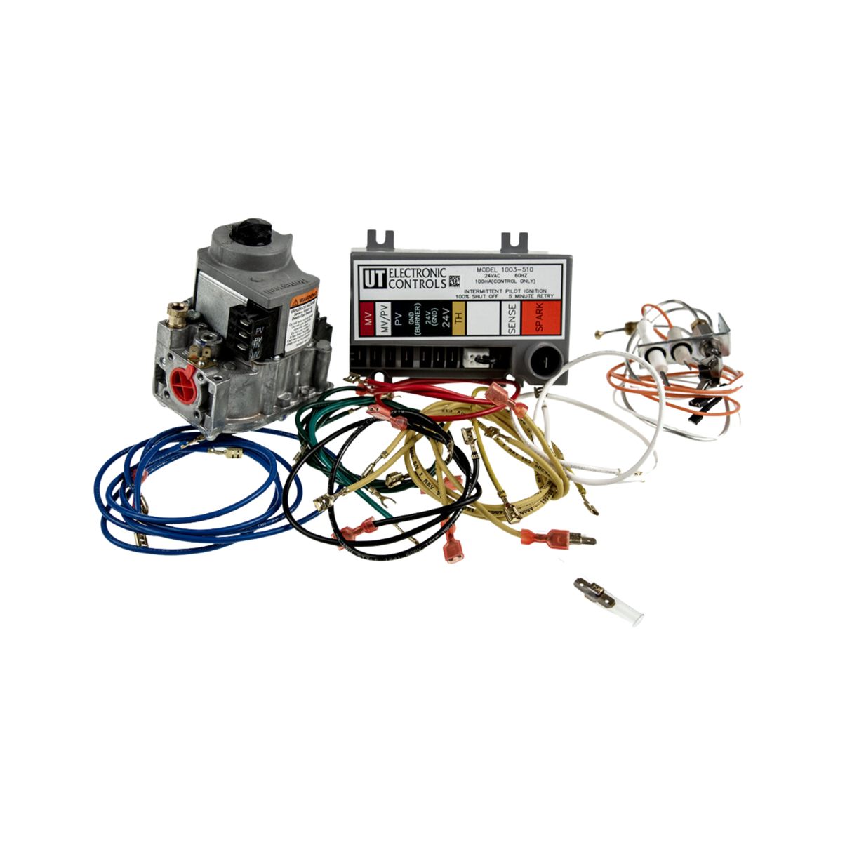 Weil McLain 510-811-458 Conversion Kit with 1/2" Gas Valve, Pilot Assy with Sparker and Sensor. United Technology Control Module, Wiring and Instructions