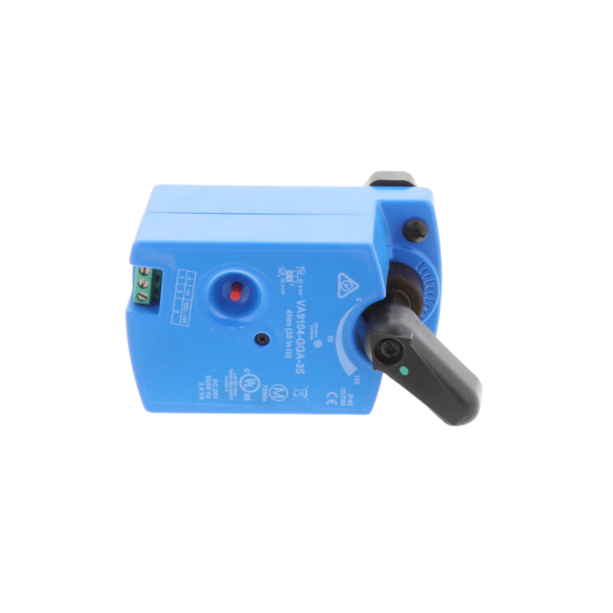 Johnson Controls VA9104-GGA-3S 24VAC Supply Voltage, Screw Terminals Non-Spring Return Direct Coupled, Ball Actuator with Manual Override Handle