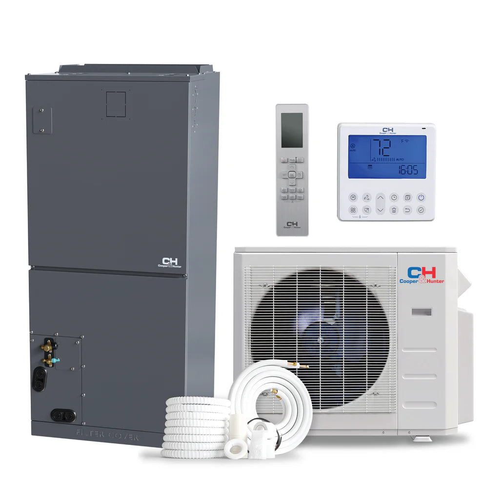 Cooper&Hunter R454B, 18,000 BTU 1.5 TON 18.5 SEER Ducted AHU and Heat Pump Inverter System with Multi Position Air Handler Unit