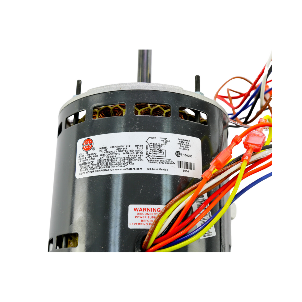 Nidec-US Motors 8904 - Blower Motor, 3/4HP, 115Vac, 1-PH, 1075 RPM, 3 Speed, 9.5 A, 48Y, Open Drip-proof Enclosure, Perm Split Cap