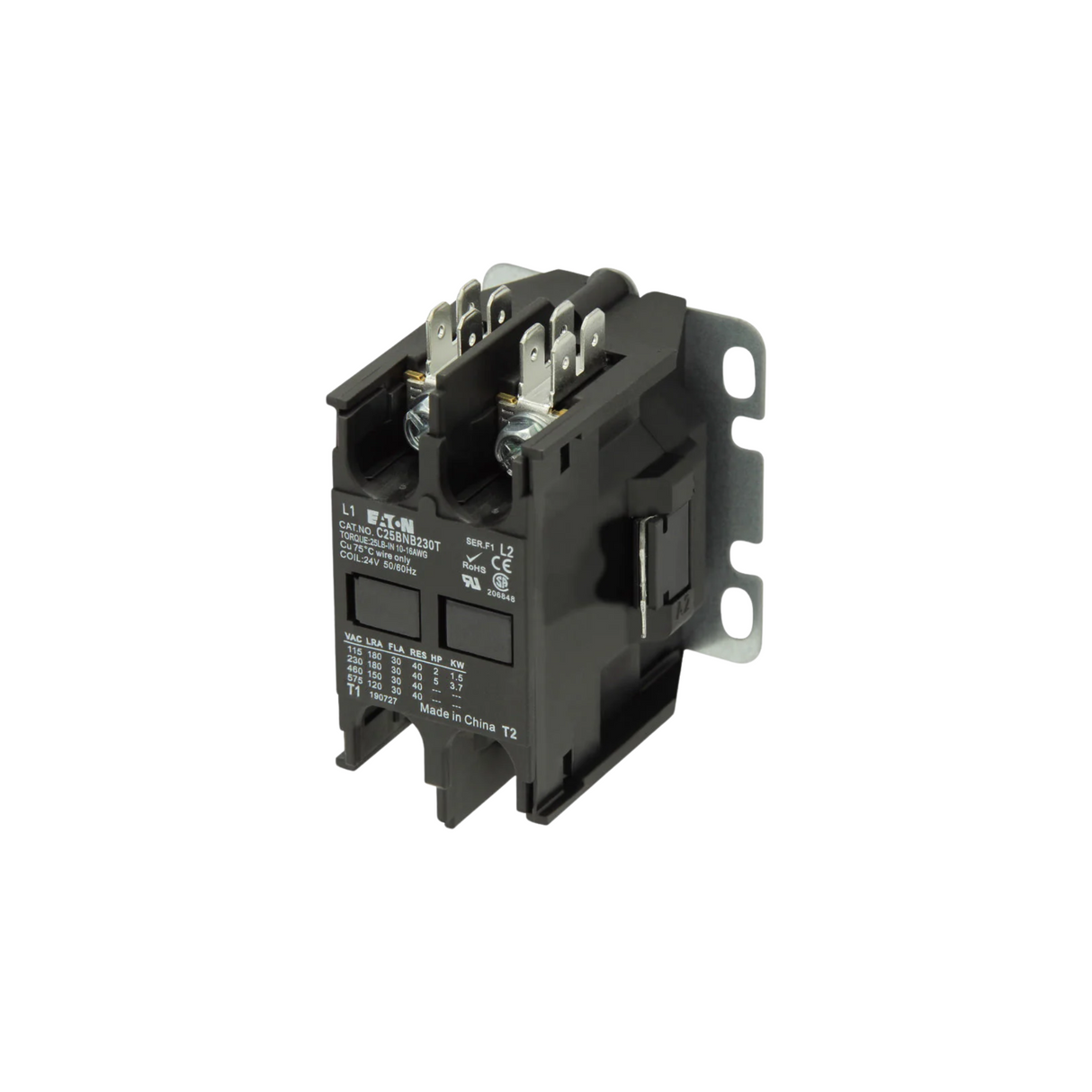 Cutler Hammer-Eaton C25BNB230T 24 V 50/60 Hz 30 A DPST Contactor