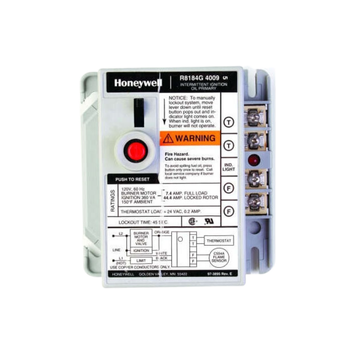 Honeywell R8184G4066 Cad Cell Relay (15 Sec)Led For Lockout