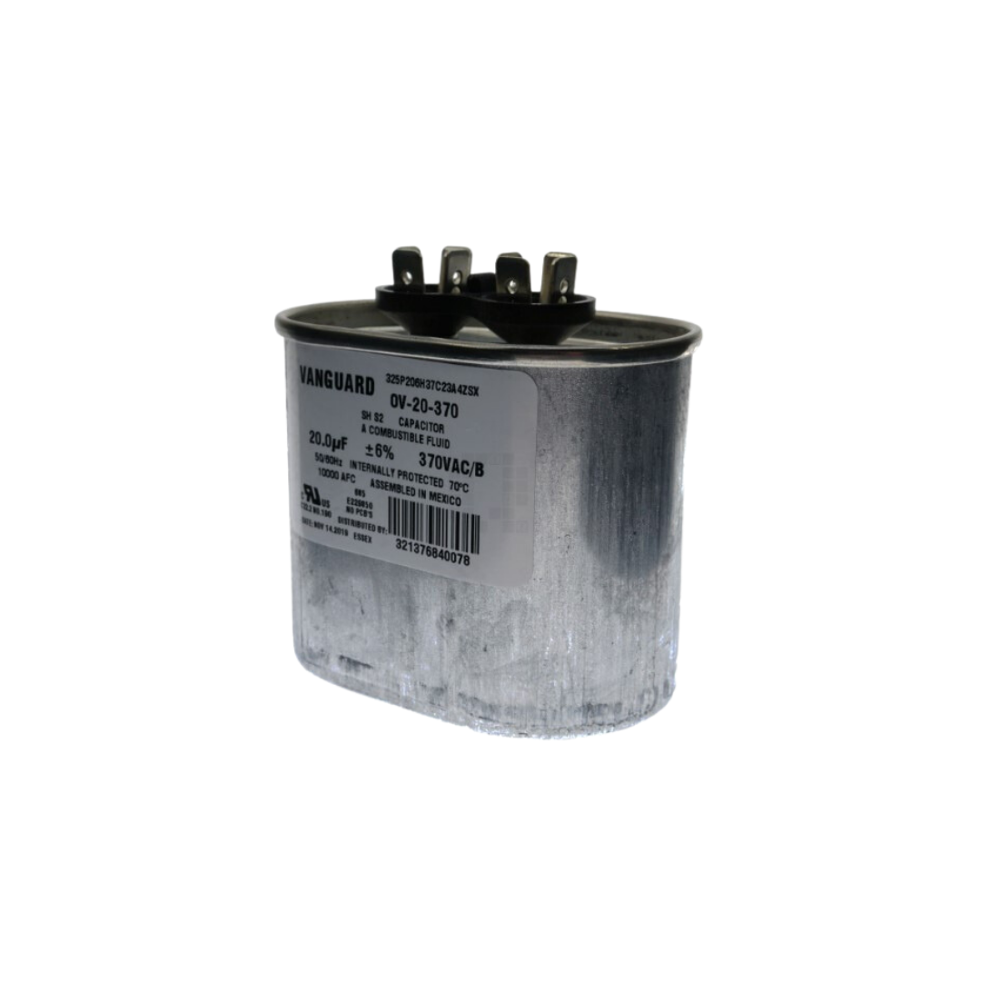 Vanguard OV-20-370 Electric Motor Oval Run Capacitor, 20 uF, 370VAC, 50-60Hz