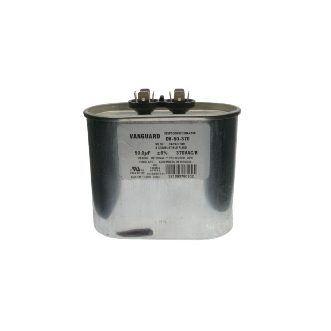 Vanguard OV-50-370 Electric Motor Oval Run Capacitor, 50 uF, 370VAC, 50/60Hz