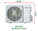 Bravo Roma Single Zone Wall Mount, 3 Ton Mini Split AC and Heat Pump, R32, 36,000 BTU Wall Mount Ductless Mini Split, 17 SEER Inverter System, 230V/60HZ, Single Head, Smart app, 13ft Installation Kit Included