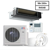 Cooper & Hunter Slim Duct 18,000 BTU 230V 20 SEER Concealed Duct Air Conditioning Unit for Heat Pump 1.5 TON, R454B, + Installation Kit