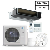Cooper & Hunter Slim Duct 24,000 BTU 230V 19 SEER Concealed Duct Air Conditioning Unit for Heat Pump 2 TON, R454B, + Installation Kit
