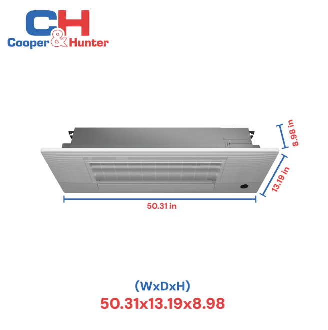 Cooper&Hunter 12,000 BTU 1 TON, One Way Ceiling Cassette, Air Conditioning Unit for Heat Pump, Mini Split Inverter, R454B, 22.1 SEER, 208/230V, Includes Installation Kit