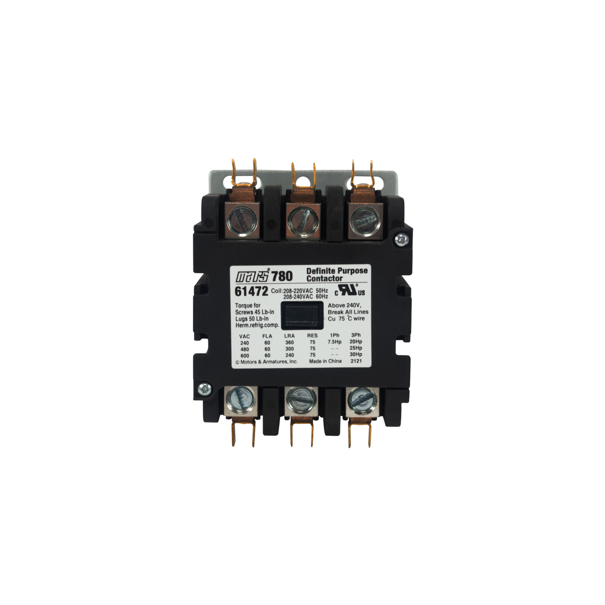 MARS 61472 240 V 60 A 3-Pole Contactor