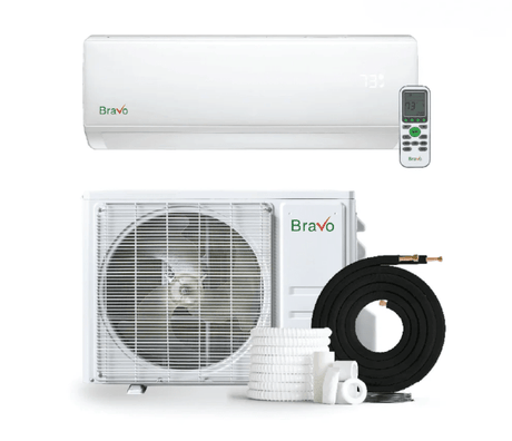 Bravo Roma Single Zone Wall Mount, 1 Ton Mini Split AC and Heat Pump, R32, 12,000 BTU Wall Mount Ductless Mini Split, 16 SEER Inverter System, 115V, Single Head, Smart app, 13FT Installation Kit Included