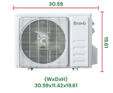 Bravo Roma Single Zone Wall Mount, 1 Ton Mini Split AC and Heat Pump, R32, 12,000 BTU Wall Mount Ductless Mini Split, 16 SEER Inverter System, 115V, Single Head, Smart app, 13FT Installation Kit Included