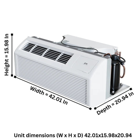 Cooper & Hunter 9,000 BTU Smart PTAC Packaged Terminal Air Conditioner 230V, Through The Wall System With Heat Pump - PTHP Heating And Cooling With Electric Cord and Remote Control