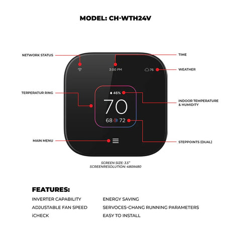 Cooper & Hunter CH - WTH24V — 24V Wall Thermostat