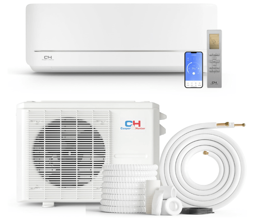 Cooper & Hunter MIA Series, Mini Split Air Conditioner and Heater, 12,000 BTU, 115V, 20.5 SEER2, 1 Ton, Wall Mount Ductless Inverter Heat Pump System, With 16ft Installation kit
