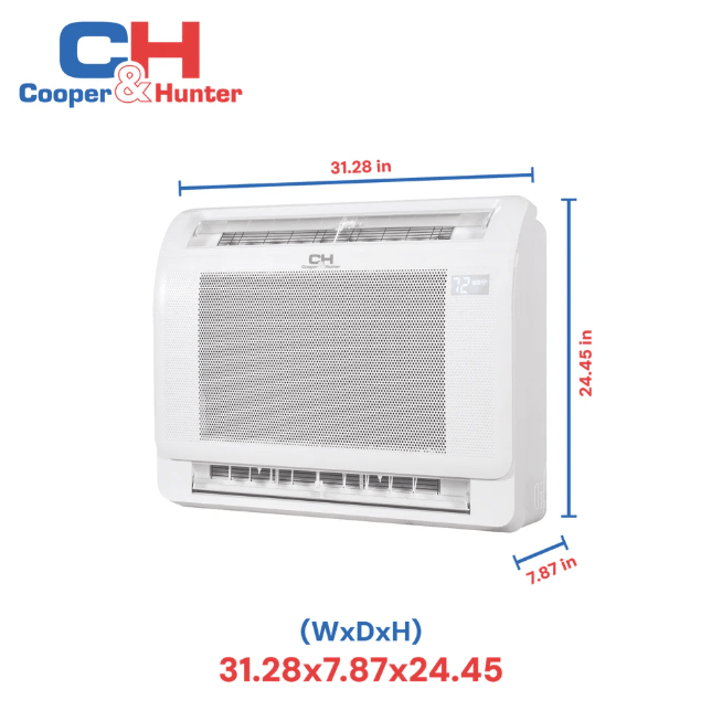 Cooper & Hunter Mini Floor Console R454B, 18,000 BTU 230V Air Conditioning Unit for Heat Pump, Ductless Mini Split Inverter System Up To 23.8 SEER2 with Included Installation Kit