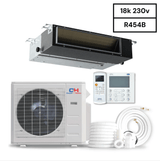 Cooper & Hunter Slim Duct 18,000 BTU 230V 20 SEER Concealed Duct Air Conditioning Unit for Heat Pump 1.5 TON, R454B, + Installation Kit