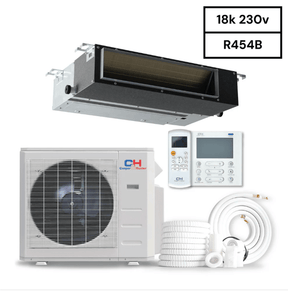 Cooper & Hunter Slim Duct 18,000 BTU 230V 20 SEER Concealed Duct Air Conditioning Unit for Heat Pump 1.5 TON, R454B, + Installation Kit