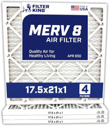 Filter King 17.5x21x1 Air Filter | 4 - PACK | MERV 8 HVAC Pleated A/C Furnace Filters
