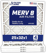 Filter King 25x32x1 Air Filter | 4 - PACK | MERV 8 HVAC Pleated A/C Furnace Filter