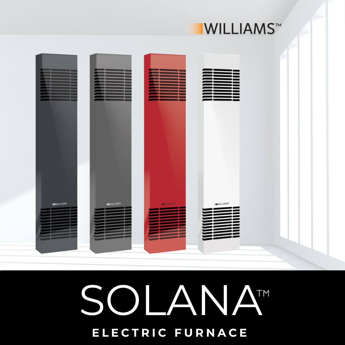 Williams 3144030BG - Solana Electric Counterflow Furnace - 9.2KW - Black